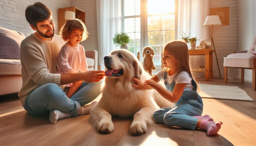 Akbash Dog with childeren